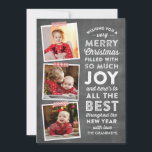 Chalkboard Letar efter multifoto-julkort Julkort<br><div class="desc">Sprid glädje över den här helgdag med det här multifototypografiska julkortet med en kritbakgrund och festiv röd och vit tvättbandshastighet.</div>