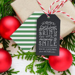 Chalkboard Lettering Grönt Rand Helgdag Presentetikett<br><div class="desc">märkre för presenter för personliger med tryckt anpassningsbar. Den här roligten har en snygg, handskriven stil-typografi på ett faux-kritersbakgrund med grönten bakåt. Texten lyder: "Hoppas att helgdagarna ger dig många skäl att le". Anpassa den med ditt namn eller annan anpassningsbar. Använda designen verktyg för att redigera texten typsnitt och färg,...</div>