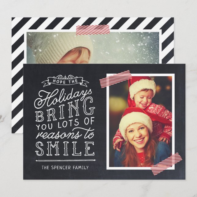 Chalkboard Lettering Helgdag Photo Card Julkort (Fram/baksida)