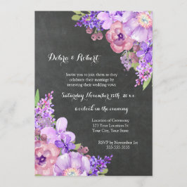 Chalkboard Lilac Lila blommor Vow Renewal Inbjudningar