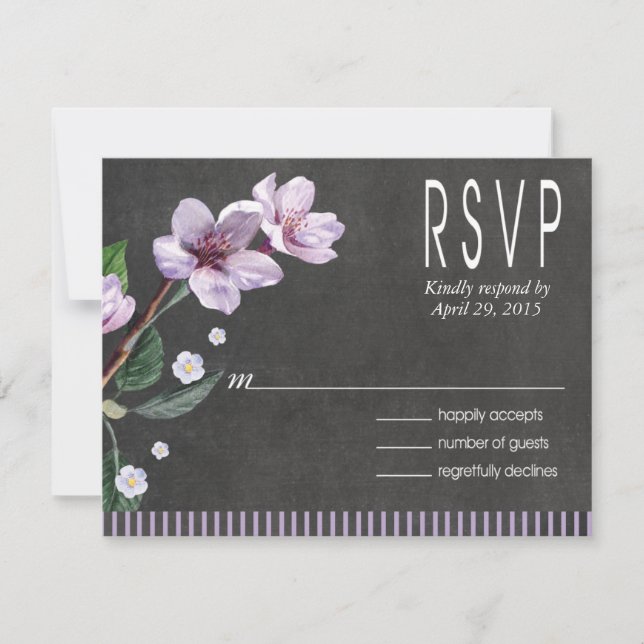 Chalkboard Lilac Watercolor Flowers OSA Kort (Framsida)