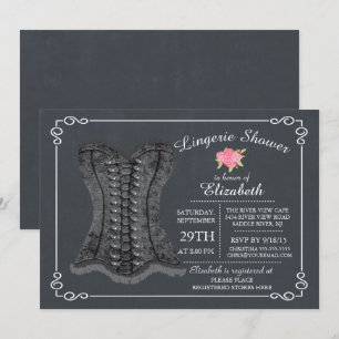 Chalkboard Lingerie Inbjudningskort för möhippan