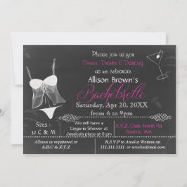Chalkboard Lingerie Shower Bachelorette-inbjudan Inbjudningar