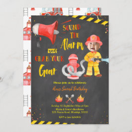 Chalkboard Little Firefighter med foto Inbjudningar