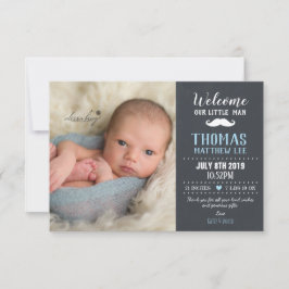 Chalkboard Little Man Mustache Boy Photo Birth Meddelande