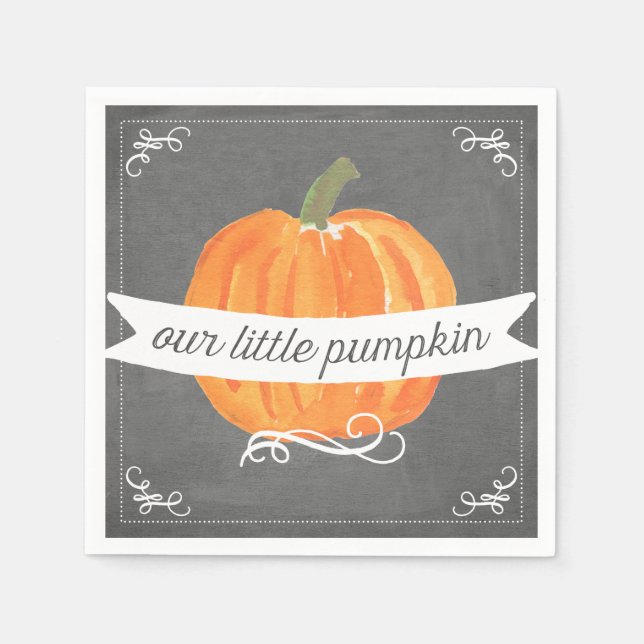 Chalkboard Little Pumpkin Birthday Napkin Pappersservett (Framsidan)