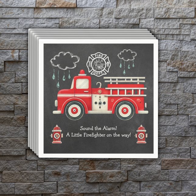 Chalkboard Ljud the Alarm! Barnskor för brandlastb Pappersservett (Skapare uppladdad)