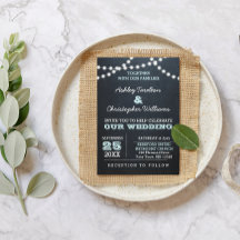Chalkboard Ljus Aqua bröllopsinbjudan