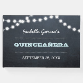 Chalkboard Ljus Aqua Quinceañera Guest Bok