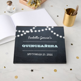 Chalkboard Ljus Aqua Quinceañera Guest Bok