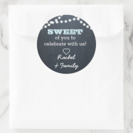 Chalkboard Ljus Aqua Sweet Treat Bag Sticker Runt Klistermärke