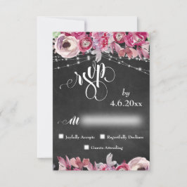 Chalkboard, Ljus, Calligraphy Rosa Flowers OSA Kort