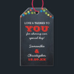 Chalkboard Ljus Helgdag Bröllop Tack Presentetikett<br><div class="desc">Skicka bort dina gäster med ett leende med Tack Gift-Märkrna bundna till en dusch eller bröllopsförmån. Varje textrad är fullt anpassade. Designad att samordna med vår samling i Ljus Bröllop.</div>