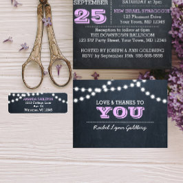 Chalkboard Ljus Lilac Bat mitzvah Tackkort