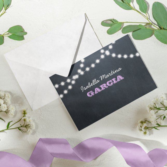 Chalkboard Ljus Lilac Quinceañera-anteckningskort Inbjudningar (Skapare uppladdad)