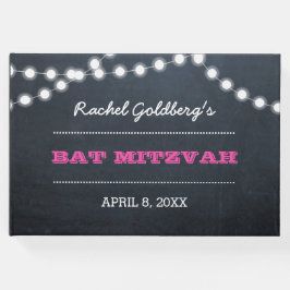 Chalkboard Ljus Mörk Rosa Bat mitzvah Guest Bok