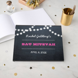 Chalkboard Ljus Mörk Rosa Bat mitzvah Guest Bok