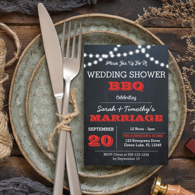 Chalkboard Ljus Red Bröllop Möhippa Inbjudningar (Skapare uppladdad)