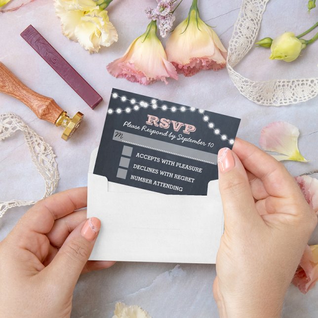 Chalkboard Ljus Rosa Bröllop OSA Card (Skapare uppladdad)