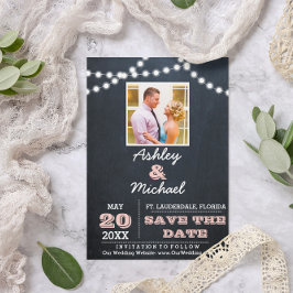 Chalkboard Ljus Rosa Bröllop spara datum Meddelande Vykort