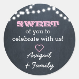 Chalkboard Ljus Rosa Sweet Treat Bag Sticker Runt Klistermärke