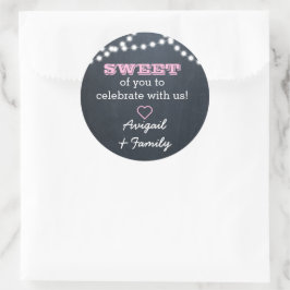 Chalkboard Ljus Rosa Sweet Treat Bag Sticker Runt Klistermärke