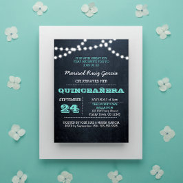 Chalkboard Ljus Teal Quinceañera-inbjudan Inbjudningar