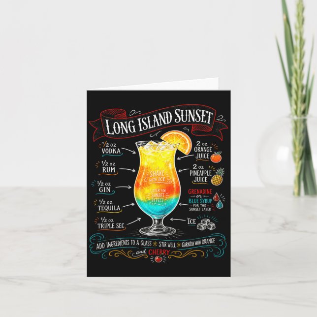 Chalkboard Long Island Sunset tail Recipe Trocal Kort (Framsida)