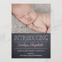 Chalkboard look Birth Notice - Rosa Meddelande