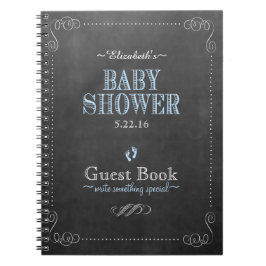 Chalkboard look Blue Baby Shower Guest Bok- Anteckningsbok
