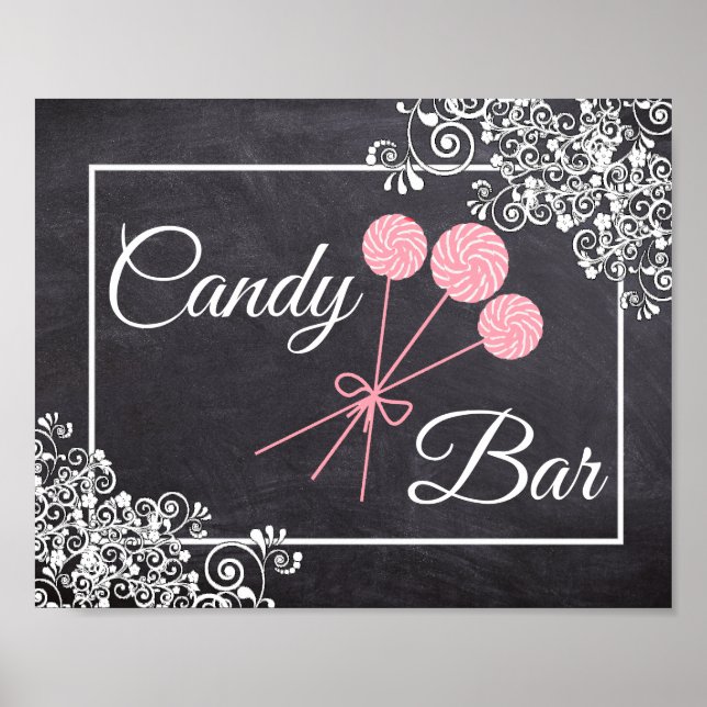 Chalkboard look Bröllop Candy Pub Poster (Framsidan)