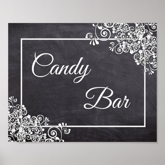 Chalkboard look Bröllop Candy Pub Poster (Framsidan)