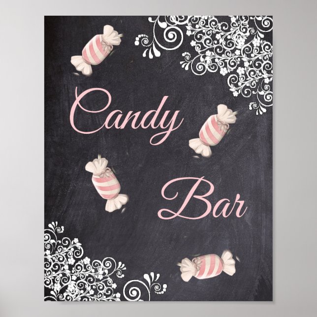 Chalkboard look Bröllop Candy Pub Poster (Framsidan)