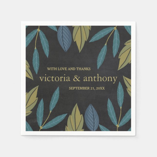 Chalkboard Löv Bröllop Pappersservett (Framsidan)