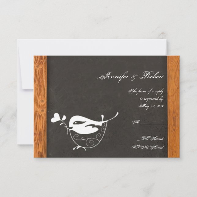 Chalkboard Love Bird Responcard Card OSA Kort (Framsida)