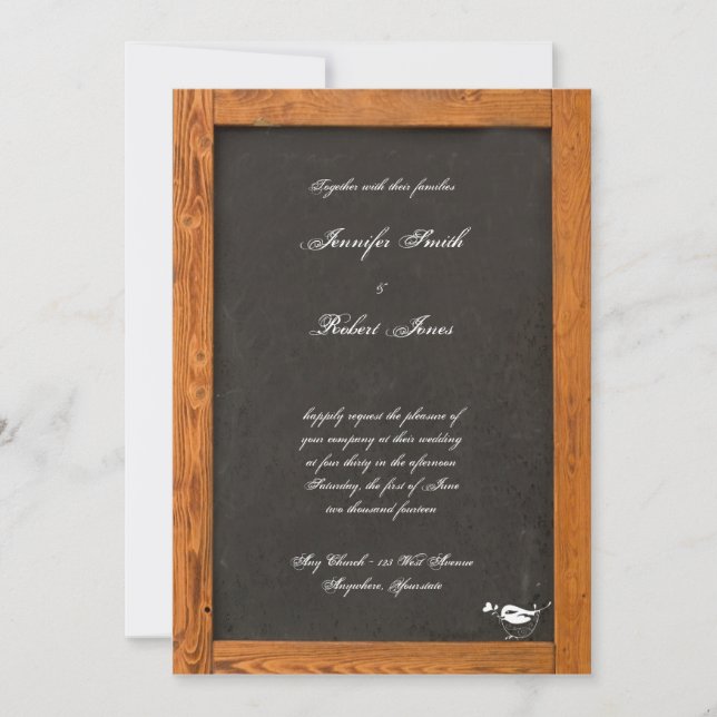 Chalkboard Love Bird Wedding bjudande Inbjudningar (Framsida)