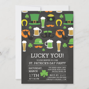 Chalkboard Lucky You St patrick's day Middag Party Inbjudningar