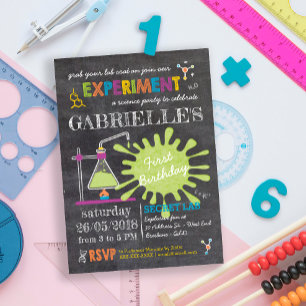 Chalkboard Mad Science Party Birthday Inbjudningar