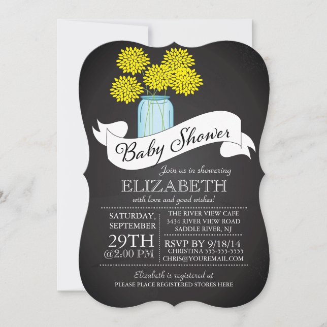 Chalkboard Mason Burk Baby Shower-inbjudan Inbjudningar (Framsida)
