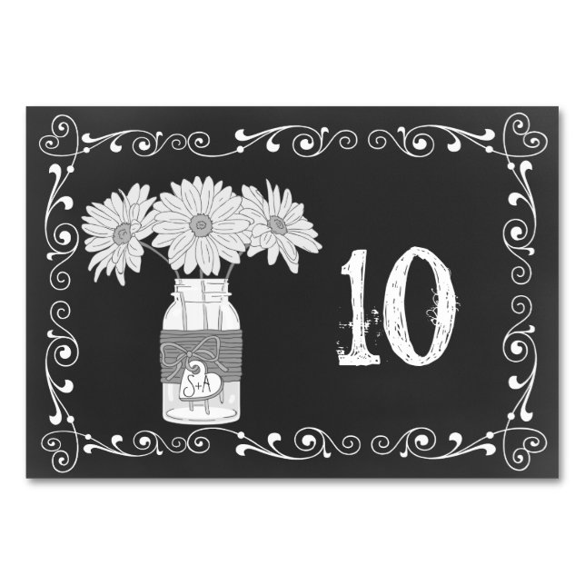 Chalkboard Mason Burk Bröllop Bord-kort Bordsnummer (Framsidan)