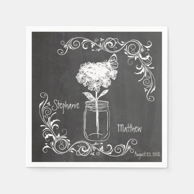 CHALKBOARD MASON BURK GARDEN WEDDING NAPKINS PAPPERSSERVETT (Framsidan)