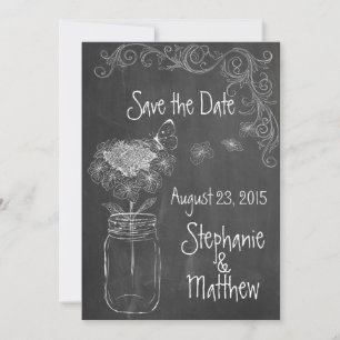CHALKBOARD MASON BURK GARDEN WEDDING SPARAT DATUM INBJUDNINGAR