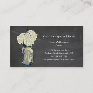 Chalkboard Mason Burk & Hydrangeas Visitkort