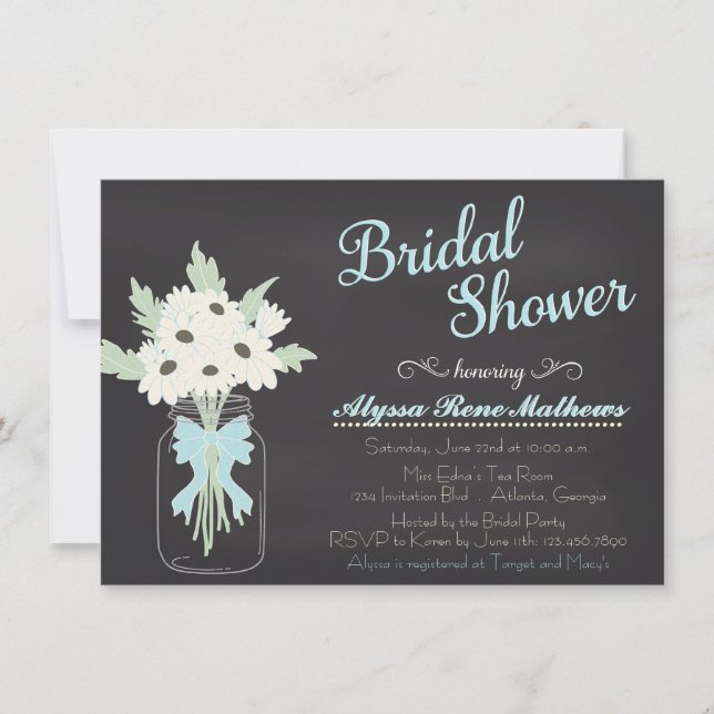 Chalkboard Mason Burk Inbjudningskort för möhippan (Framsida)