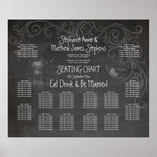 CHALKBOARD MASON BURK, SEATCHART POSTER (Framsidan)