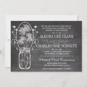 Chalkboard Mason Burk Vintage Typography Inbjudan