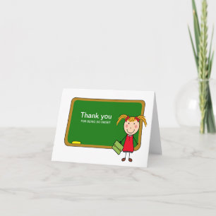 Chalkboard med Girl Tack Notecard Kort