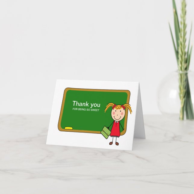 Chalkboard med Girl Tack Notecard Kort (Framsida)
