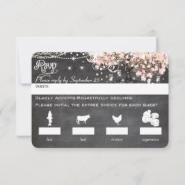 Chalkboard Menu Choice Rosa Heart Löv Träd OSA Kort