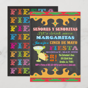 Chalkboard Mexican Fiesta Cinco de Mayo bjudan Inbjudningar